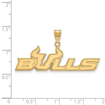 Vergoldet Sterlingsilber Logoart University Of South Florida Bulls Groß Anhänger