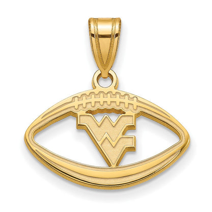 Vergoldet Sterlingsilber Logoart West Virginia University W V Football Anhänger