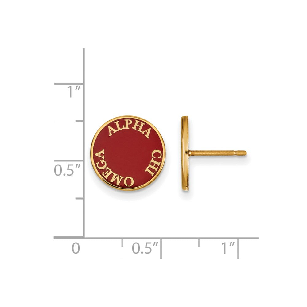 Vergoldet Sterlingsilber Logoart Alpha Chi Omega Sorority Text Farbe Emaille Ohrstecker