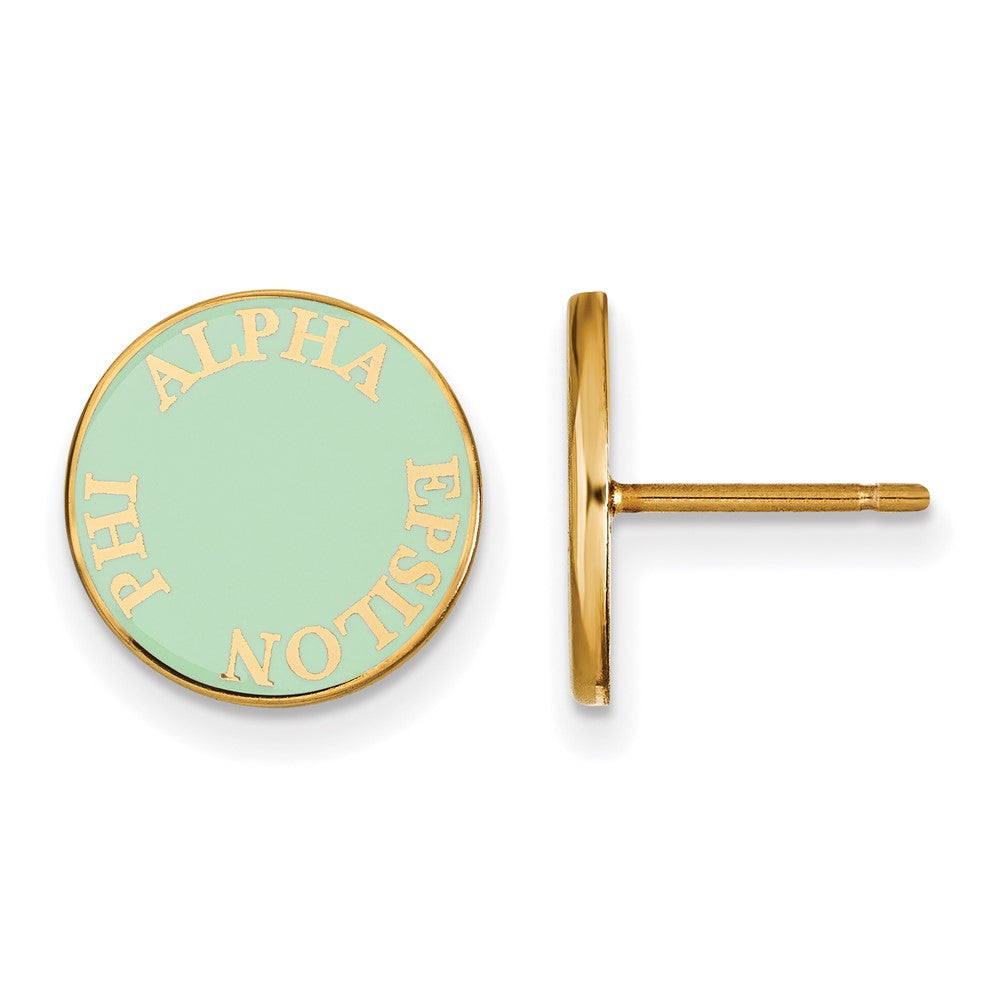 Vergoldet Sterlingsilber Logoart Alpha Epsilon Phi Sorority Text Farbe Emaille Ohrstecker