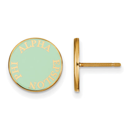 Vergoldet Sterlingsilber Logoart Alpha Epsilon Phi Sorority Text Farbe Emaille Ohrstecker