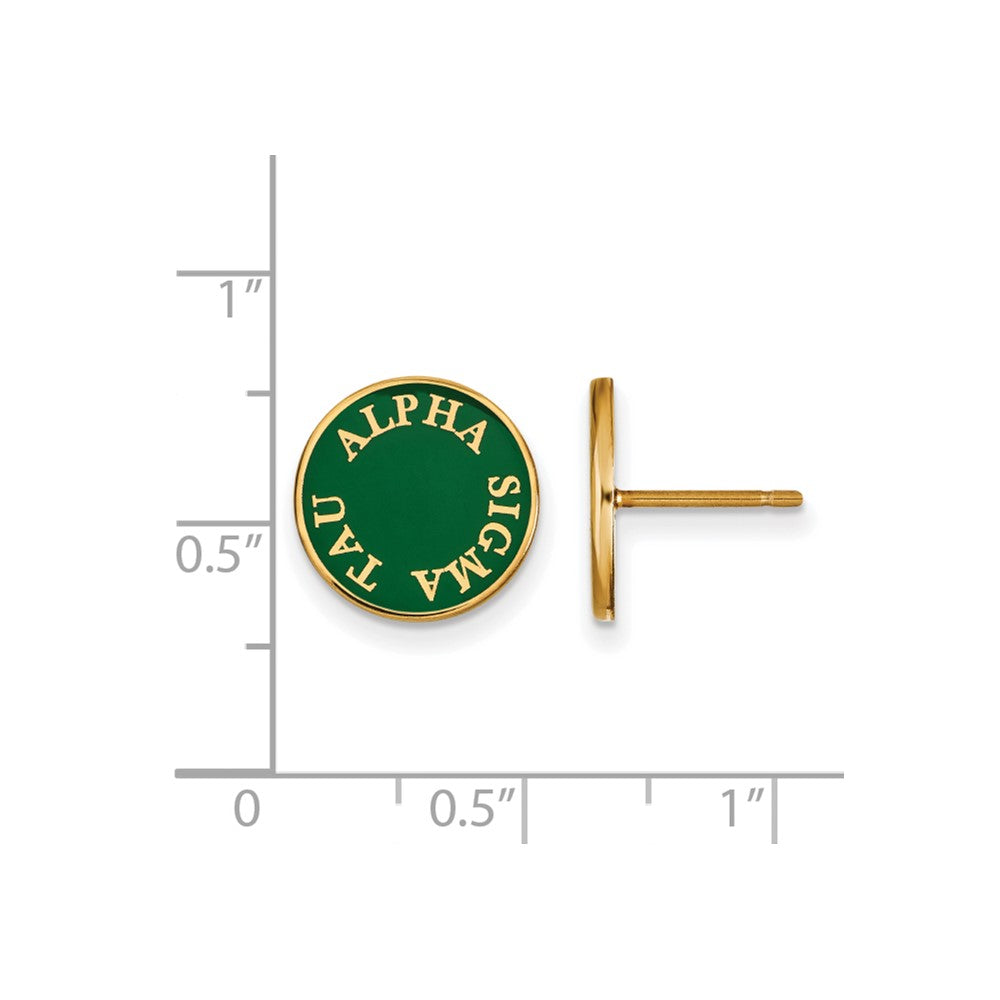 Vergoldet Sterlingsilber Logoart Alpha Sigma Tau Sorority Text Farbe Emaille Ohrstecker