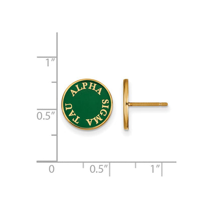 Vergoldet Sterlingsilber Logoart Alpha Sigma Tau Sorority Text Farbe Emaille Ohrstecker