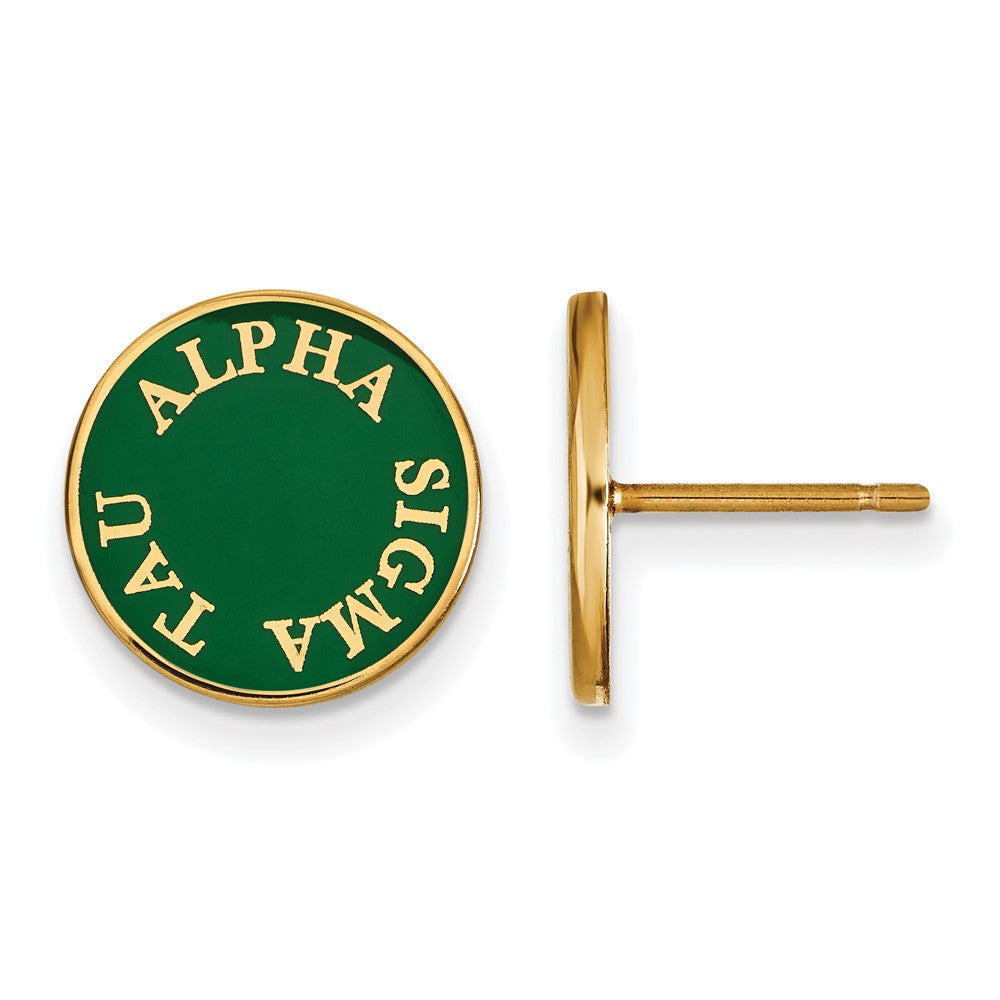 Vergoldet Sterlingsilber Logoart Alpha Sigma Tau Sorority Text Farbe Emaille Ohrstecker