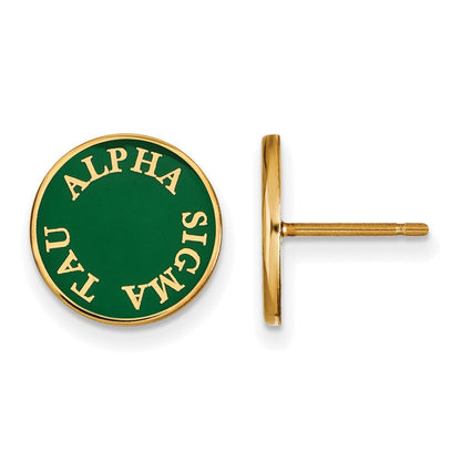 Vergoldet Sterlingsilber Logoart Alpha Sigma Tau Sorority Text Farbe Emaille Ohrstecker