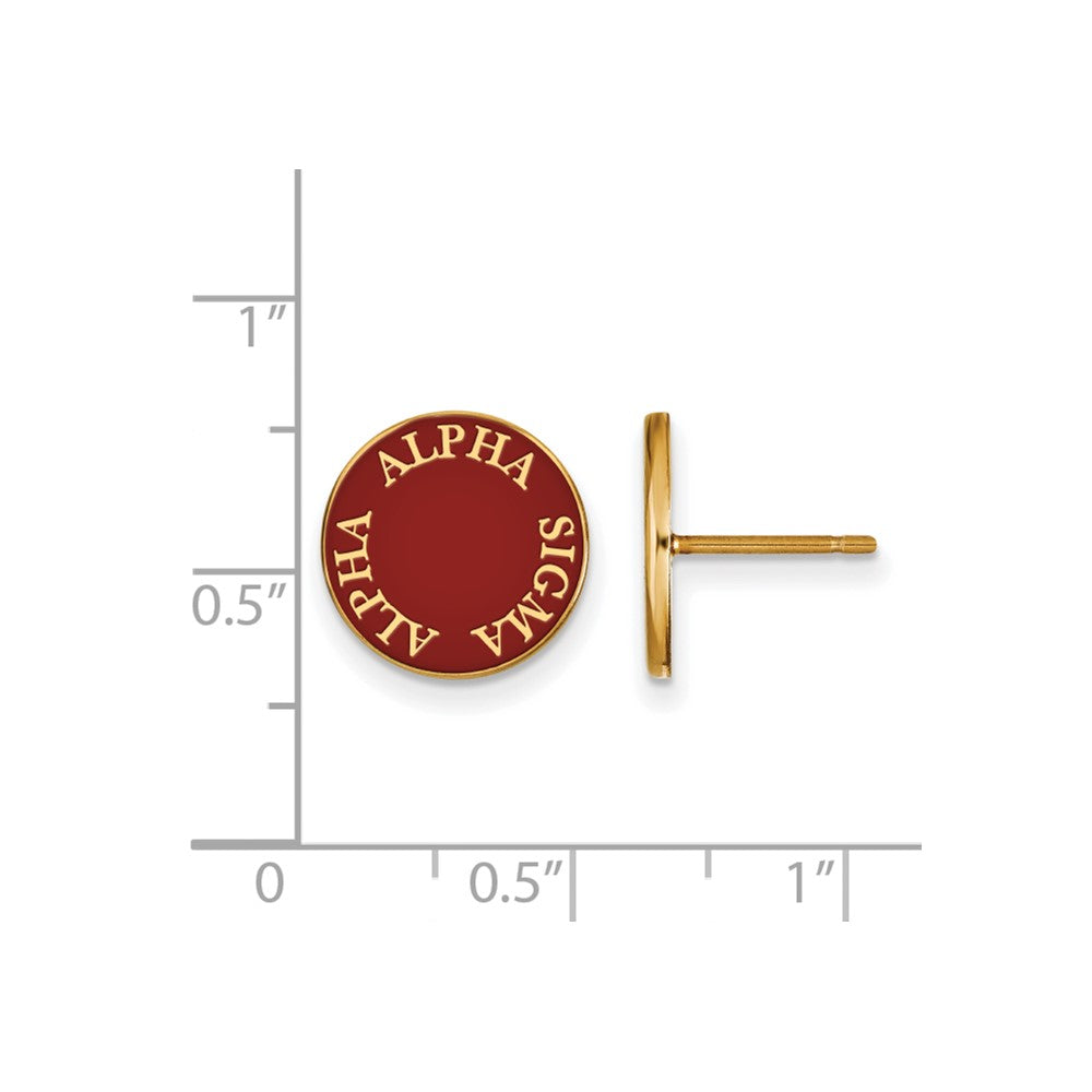 Vergoldet Sterlingsilber Logoart Alpha Sigma Sorority Text Farbe Emaille Ohrstecker