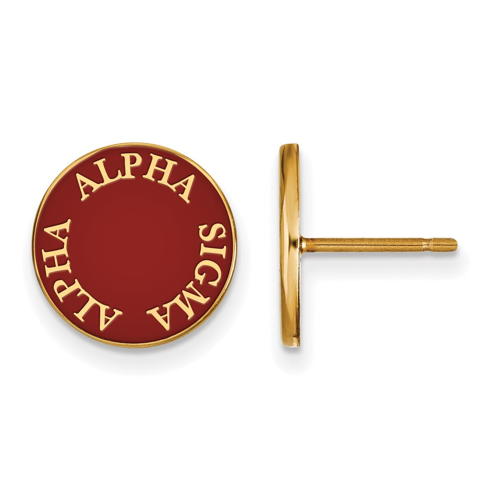Vergoldet Sterlingsilber Logoart Alpha Sigma Sorority Text Farbe Emaille Ohrstecker