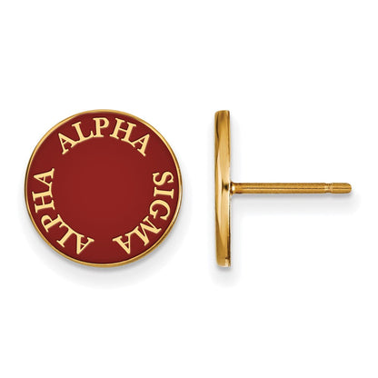 Vergoldet Sterlingsilber Logoart Alpha Sigma Sorority Text Farbe Emaille Ohrstecker
