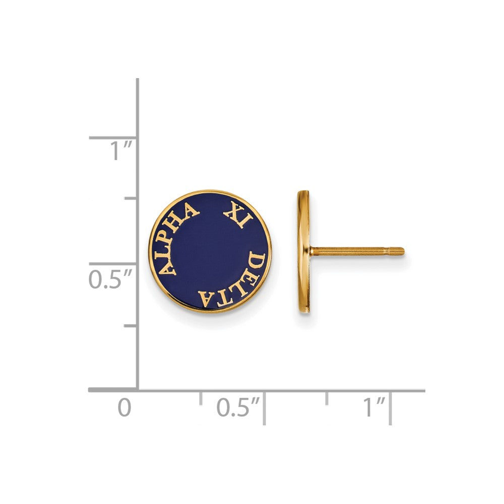 Vergoldet Sterlingsilber Logoart Alpha Xi Delta Sorority Text Farbe Emaille Ohrstecker