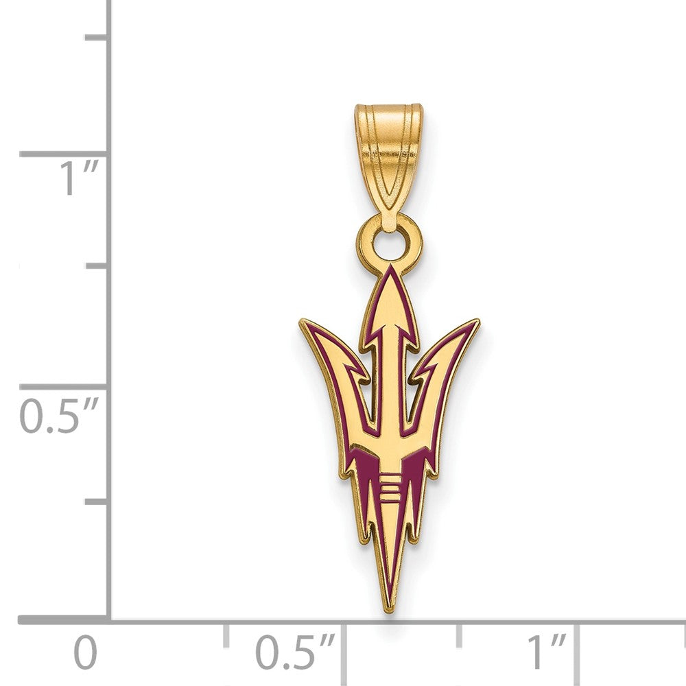 Vergoldet Sterlingsilber Logoart Arizona State University Pitchfork Groß Emailliert Anhänger