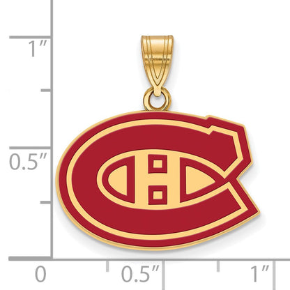 Vergoldet Sterlingsilber Nhl Logoart Montreal Canadiens Mittel Emailliert Anhänger