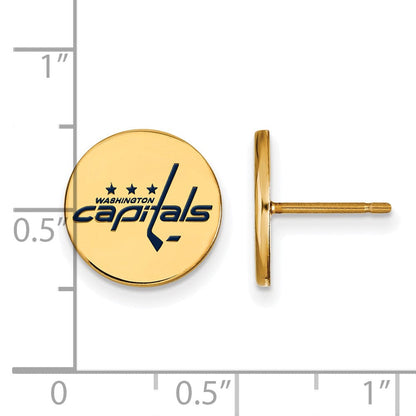 Vergoldet Sterlingsilber Nhl Logoart Washington Capitals Klein Emailliert Plättchen Ohrstecker