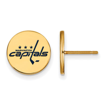 Vergoldet Sterlingsilber Nhl Logoart Washington Capitals Klein Emailliert Plättchen Ohrstecker