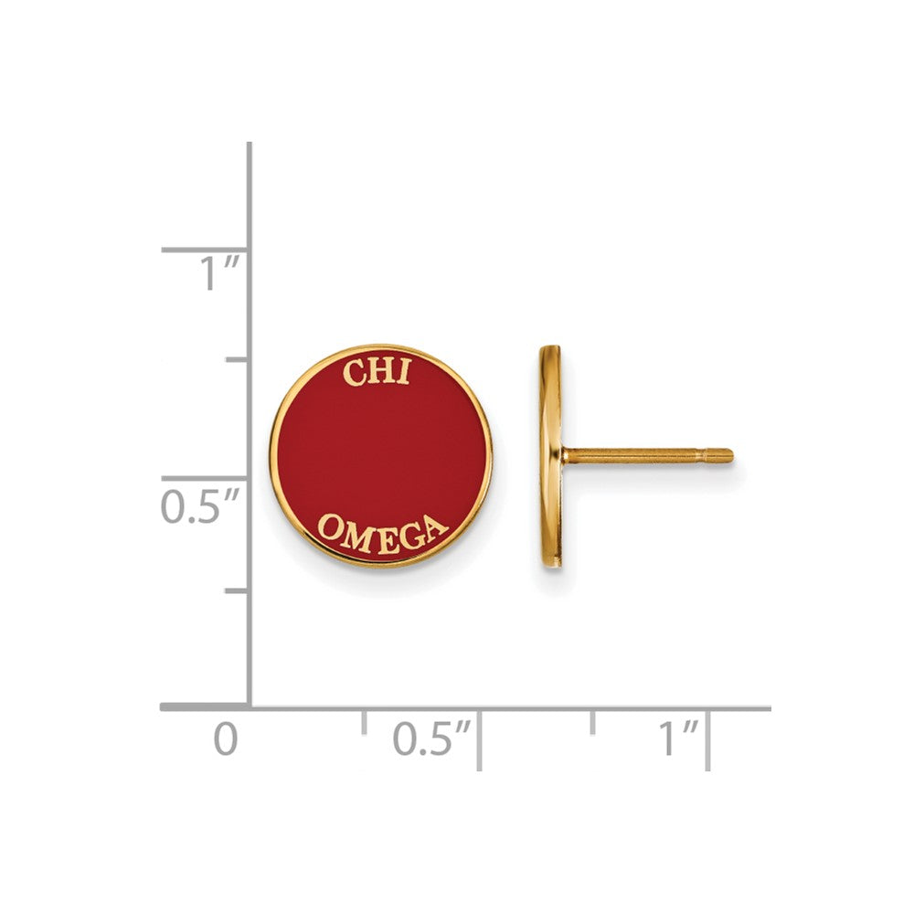 Vergoldet Sterlingsilber Logoart Chi Omega Sorority Text Farbe Emaille Ohrstecker