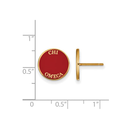 Vergoldet Sterlingsilber Logoart Chi Omega Sorority Text Farbe Emaille Ohrstecker
