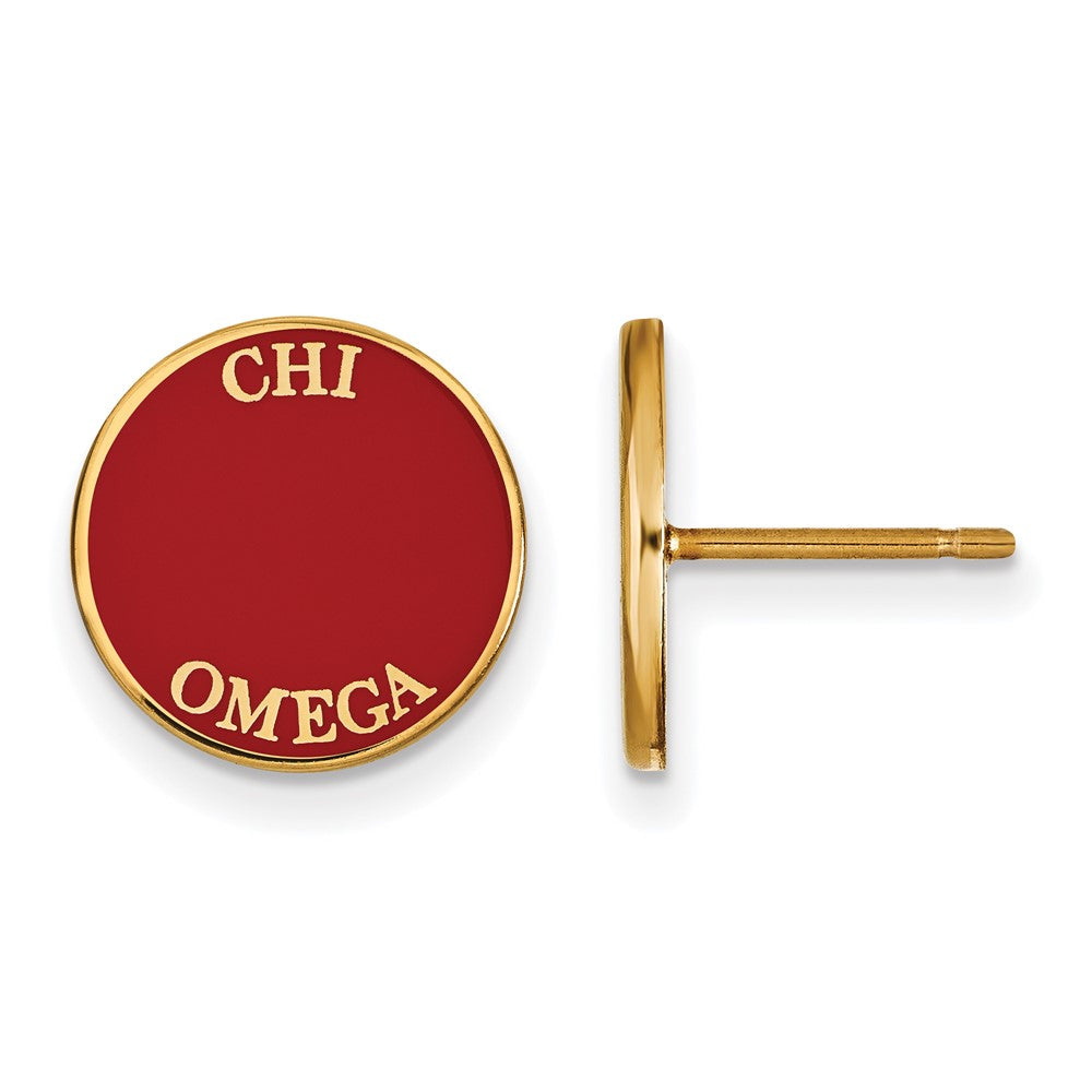 Vergoldet Sterlingsilber Logoart Chi Omega Sorority Text Farbe Emaille Ohrstecker