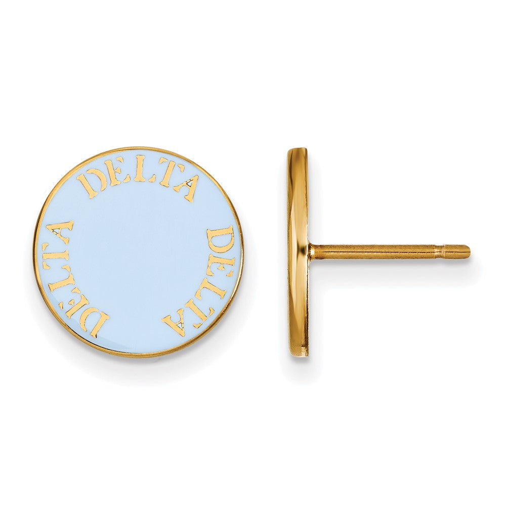 Vergoldet Sterlingsilber Logoart Delta Sorority Text Farbe Emaille Ohrstecker