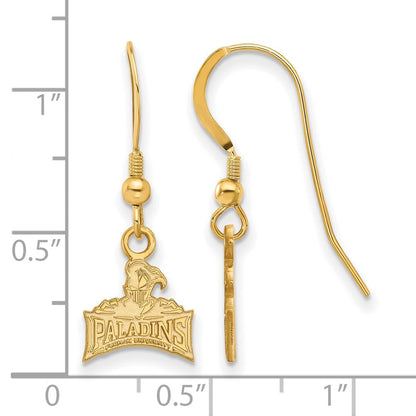 Vergoldet Sterlingsilber Logoart Furman University Paladins Extra Klein Hängend Draht Ohrringe
