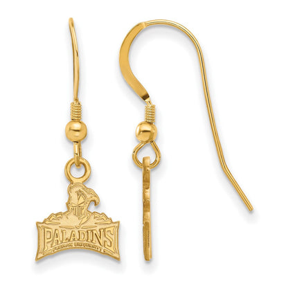 Vergoldet Sterlingsilber Logoart Furman University Paladins Extra Klein Hängend Draht Ohrringe