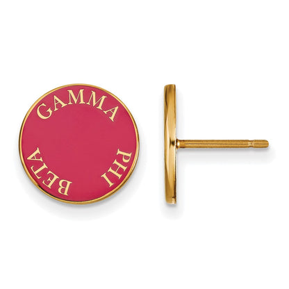 Vergoldet Sterlingsilber Logoart Gamma Phi Beta Sorority Text Farbe Emaille Ohrstecker