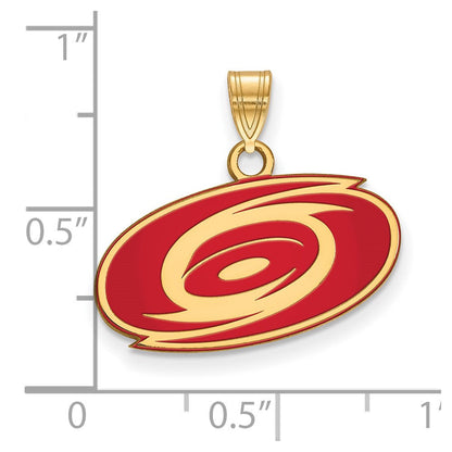 Vergoldet Sterlingsilber Nhl Logoart Carolina Hurricanes Klein Emailliert Anhänger