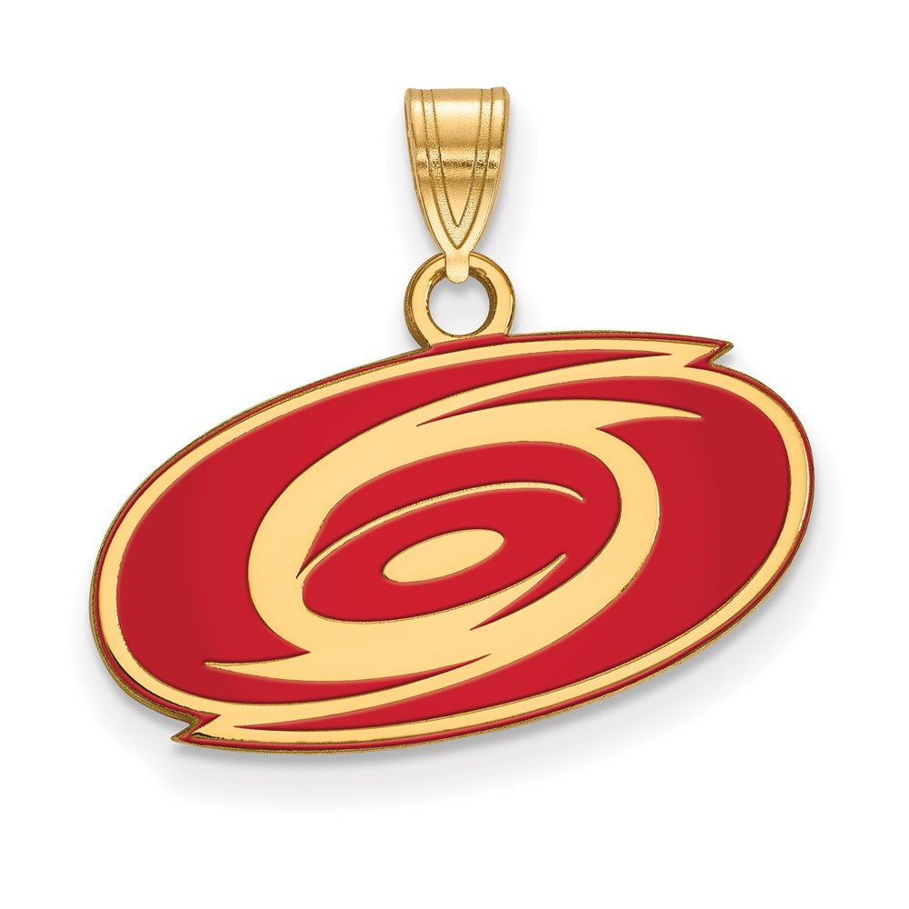 Vergoldet Sterlingsilber Nhl Logoart Carolina Hurricanes Klein Emailliert Anhänger