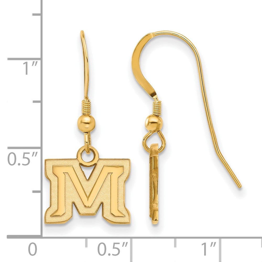 Vergoldet Sterlingsilber Logoart Montana State University Buchstabe M Extra Klein Hängend Draht Ohrringe