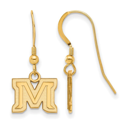 Vergoldet Sterlingsilber Logoart Montana State University Buchstabe M Extra Klein Hängend Draht Ohrringe
