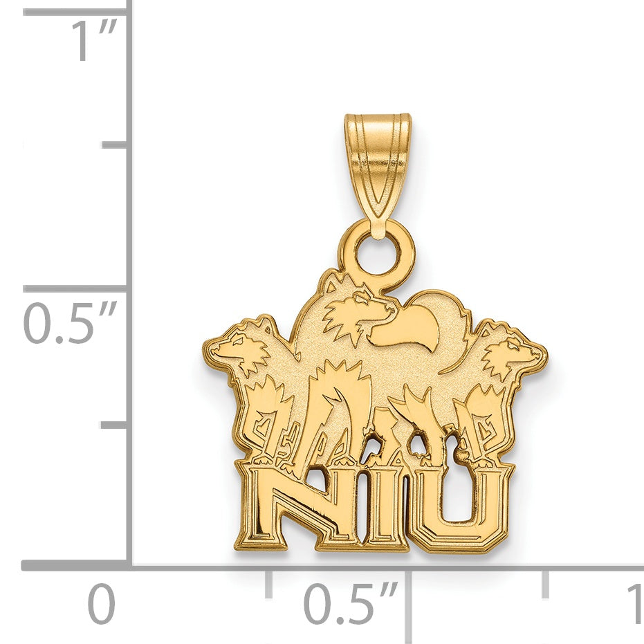 10K Gelbgold Logoart Northern Illinois University N I U mit Huskies Klein Anhänger