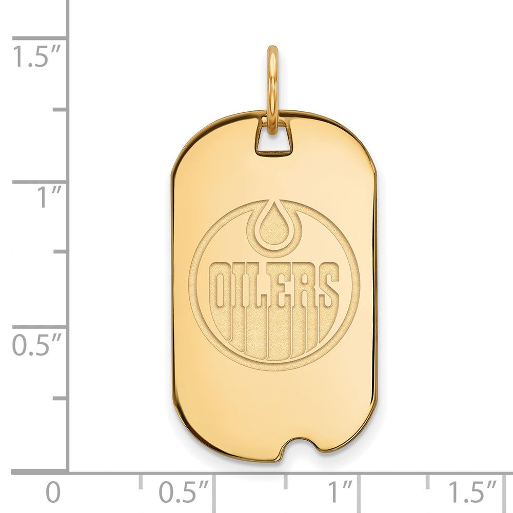 Vergoldet Sterlingsilber Nhl Logoart Edmonton Oilers Klein Erkennungsmarke Anhänger