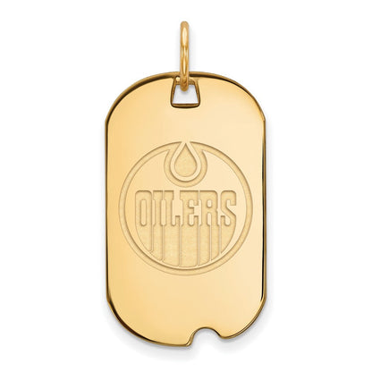 Vergoldet Sterlingsilber Nhl Logoart Edmonton Oilers Klein Erkennungsmarke Anhänger