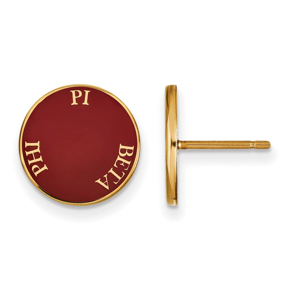 Vergoldet Sterlingsilber Logoart Pi Beta Phi Sorority Text Farbe Emaille Ohrstecker
