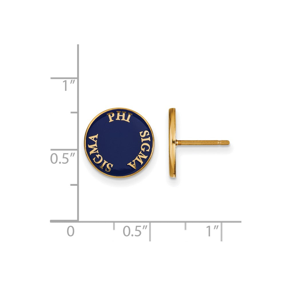 Vergoldet Sterlingsilber Logoart Phi Sigma Sorority Text Farbe Emaille Ohrstecker