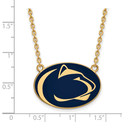Vergoldet Sterlingsilber Logoart Penn State University Löwe Groß Emailliert Anhänger 18 Zoll Halskette