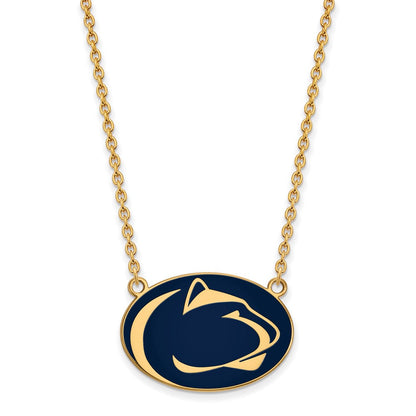 Vergoldet Sterlingsilber Logoart Penn State University Löwe Groß Emailliert Anhänger 18 Zoll Halskette