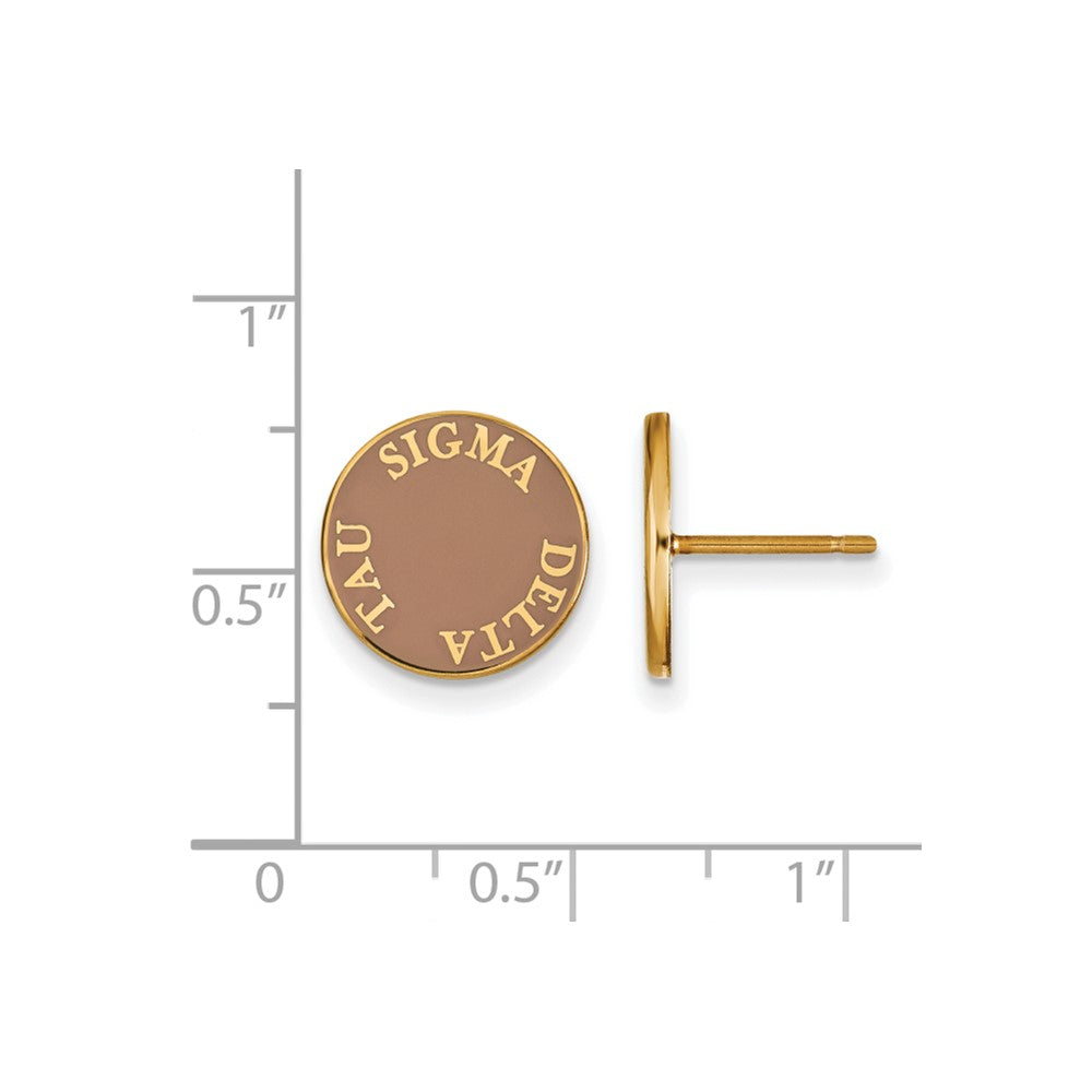Vergoldet Sterlingsilber Logoart Sigma Delta Tau Sorority Text Farbe Emaille Ohrstecker