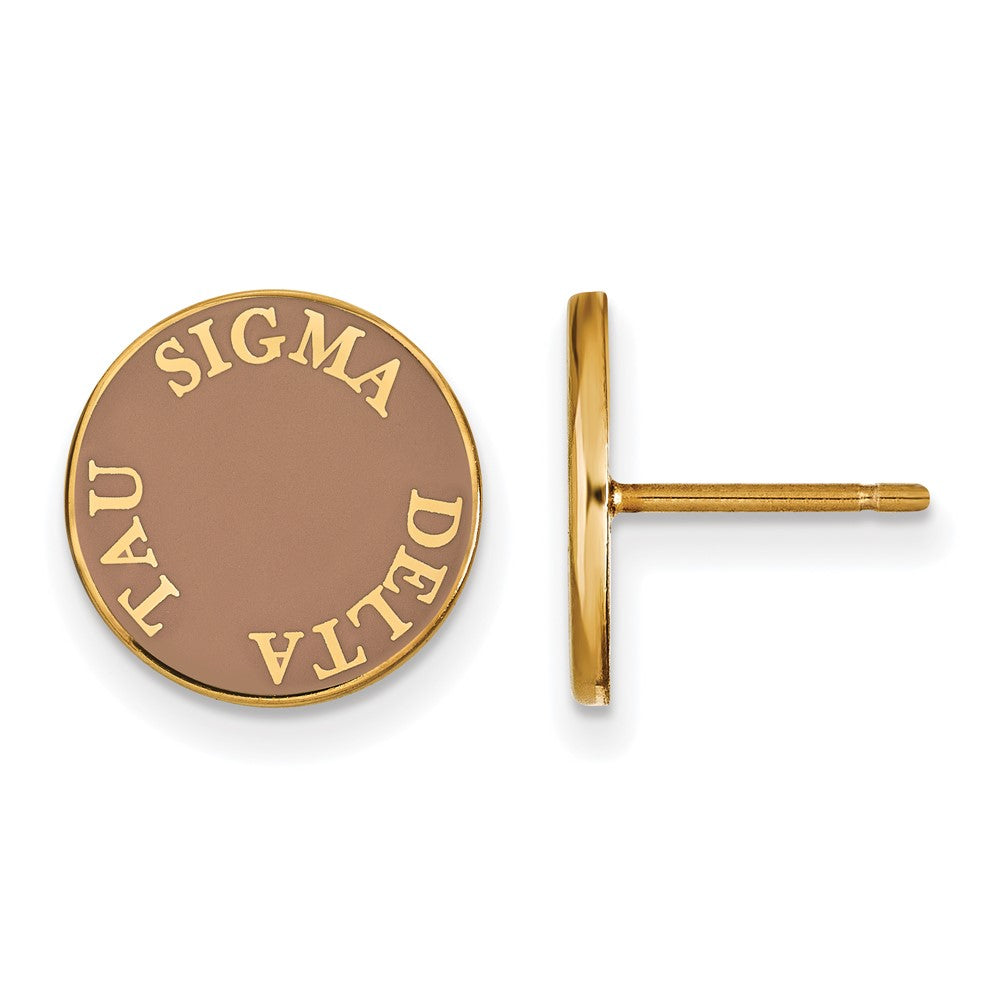 Vergoldet Sterlingsilber Logoart Sigma Delta Tau Sorority Text Farbe Emaille Ohrstecker
