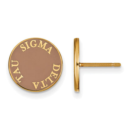 Vergoldet Sterlingsilber Logoart Sigma Delta Tau Sorority Text Farbe Emaille Ohrstecker