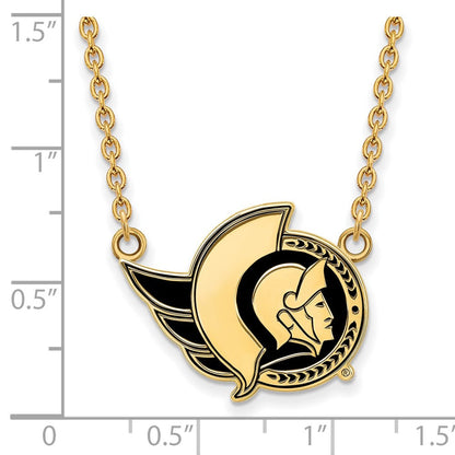 Vergoldet Sterlingsilber Nhl Logoart Ottawa Senators Groß Emailliert Anhänger 18 Zoll Halskette