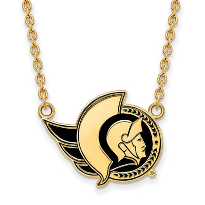 Vergoldet Sterlingsilber Nhl Logoart Ottawa Senators Groß Emailliert Anhänger 18 Zoll Halskette