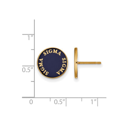 Vergoldet Sterlingsilber Logoart Sigma Sorority Text Farbe Emaille Ohrstecker