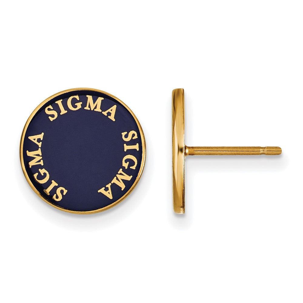 Vergoldet Sterlingsilber Logoart Sigma Sorority Text Farbe Emaille Ohrstecker