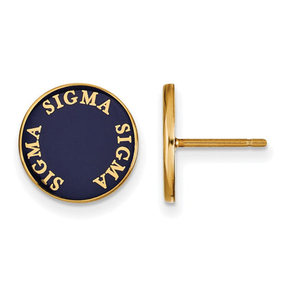 Vergoldet Sterlingsilber Logoart Sigma Sorority Text Farbe Emaille Ohrstecker