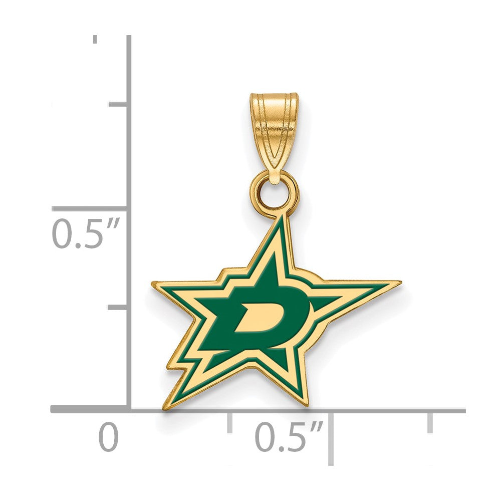 Vergoldet Sterlingsilber Nhl Logoart Dallas Sterne Klein Emailliert Anhänger