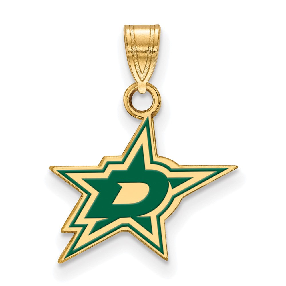 Vergoldet Sterlingsilber Nhl Logoart Dallas Sterne Klein Emailliert Anhänger