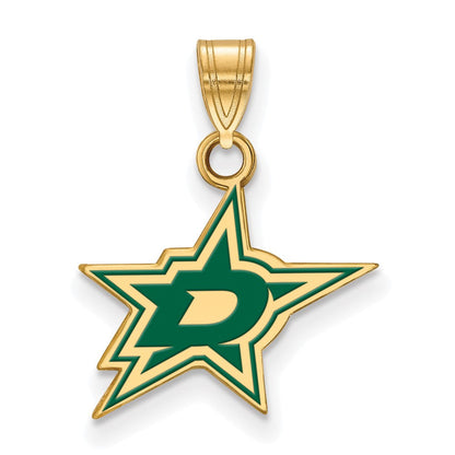 Vergoldet Sterlingsilber Nhl Logoart Dallas Sterne Klein Emailliert Anhänger