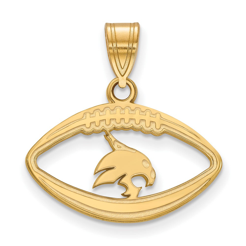 Vergoldet Sterlingsilber Logoart Texas State University Bobcat Football Anhänger