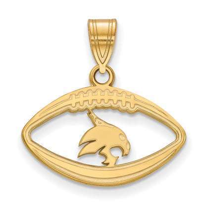 Vergoldet Sterlingsilber Logoart Texas State University Bobcat Football Anhänger