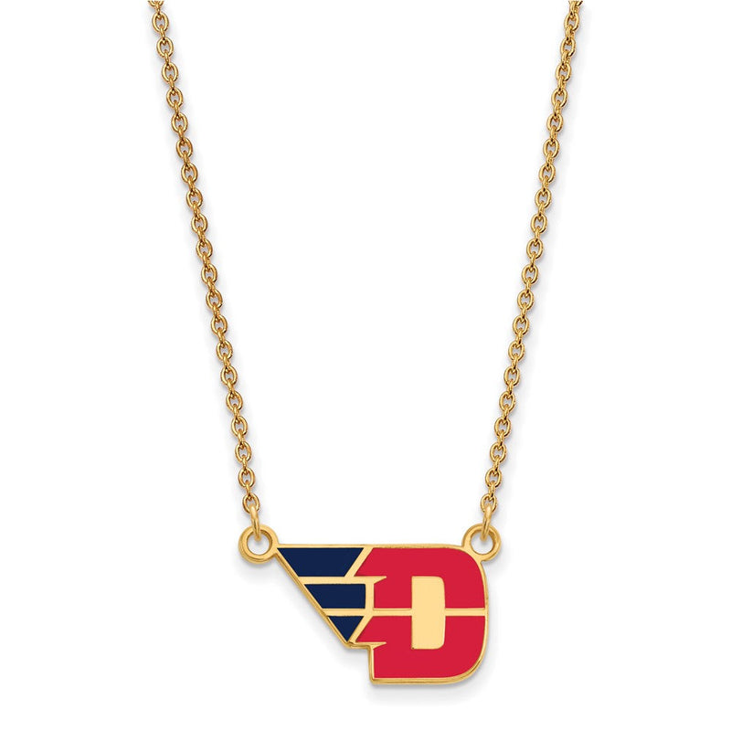 Vergoldet Sterlingsilber Logoart University Of Dayton Klein Emailliert Anhänger 18 Zoll Halskette
