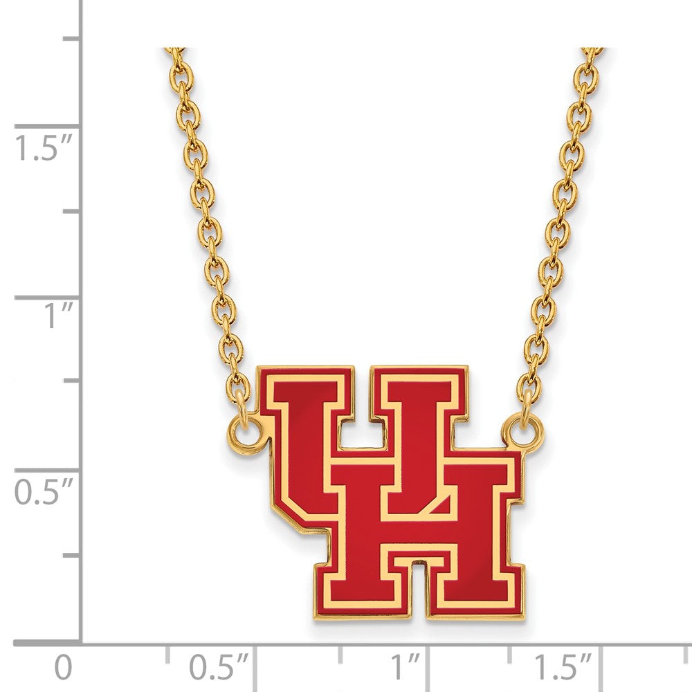 Vergoldet Sterlingsilber Logoart University Of Houston U H Groß Emailliert Anhänger 18 Zoll Halskette